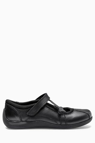 Black Asymmetrical Strap Shoes (Older Girls)